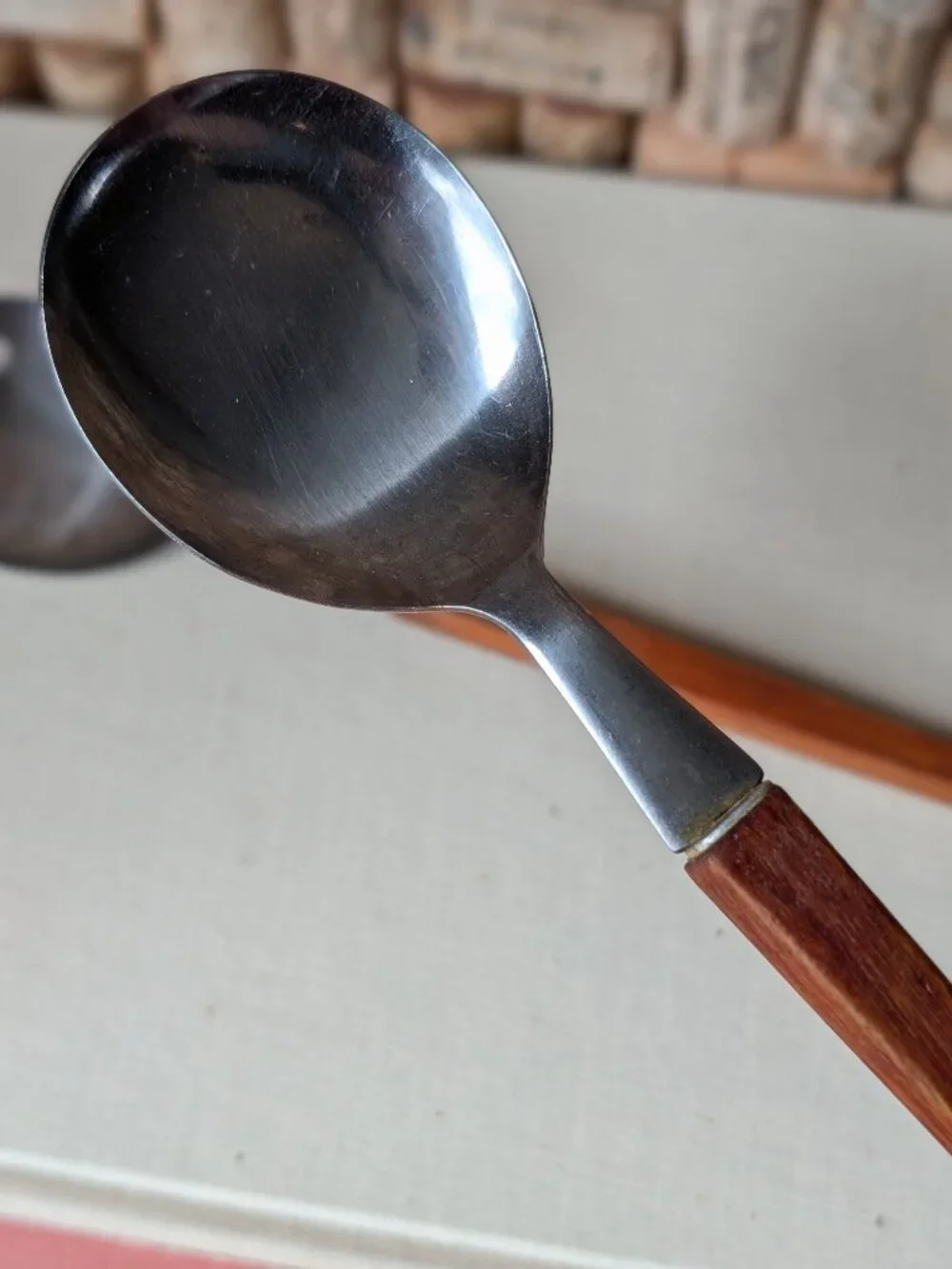 Vintage Stainless Steel and Teak Salad Servers | Japan Mid Century Modern